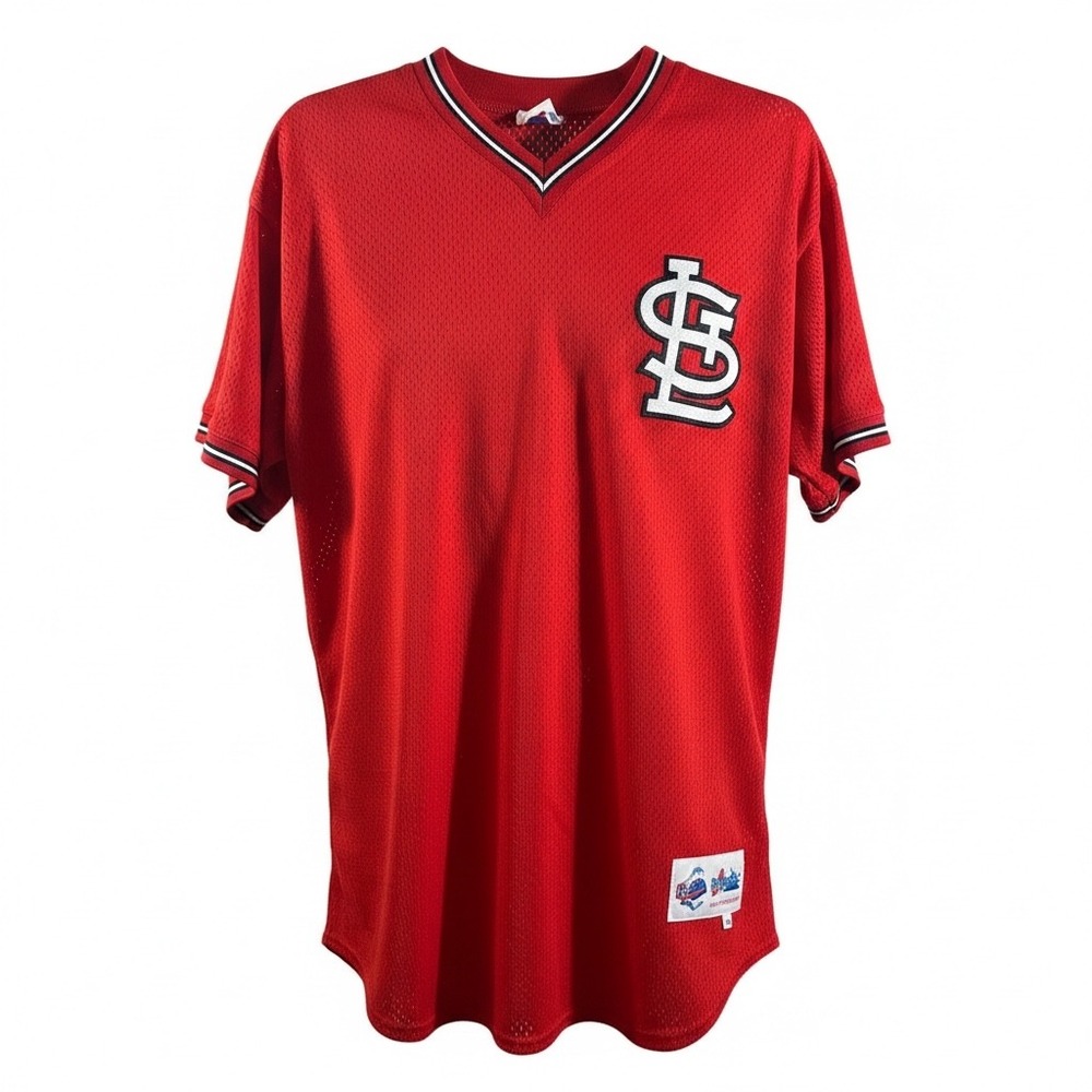 Majestic St Louis Cardinals Jersey Mens 44 Red Excellent MLB 92 Mesh USA Made